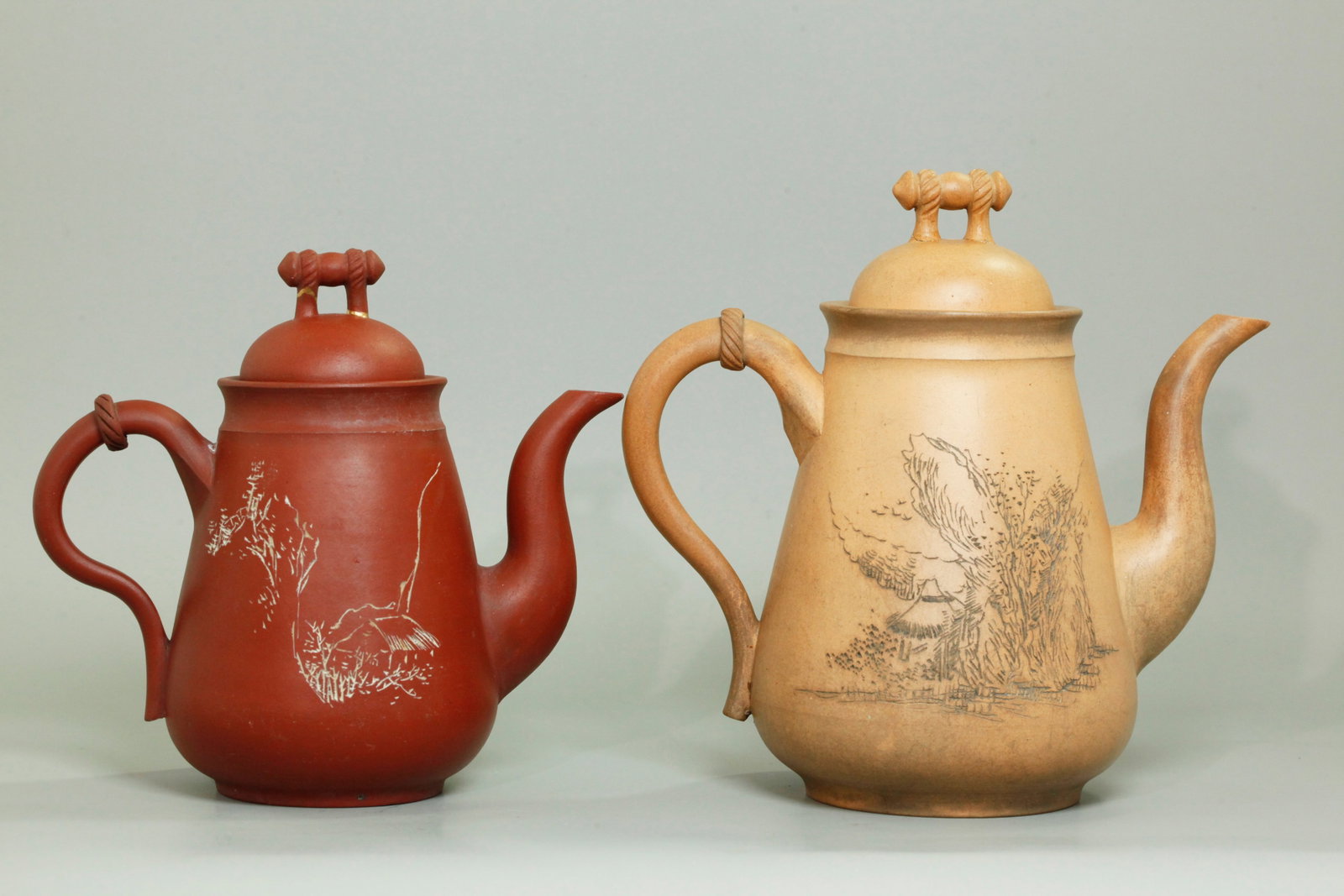 2 Rare Chinese Qing Yixing Zisha Coffee Pots (1 of 6)