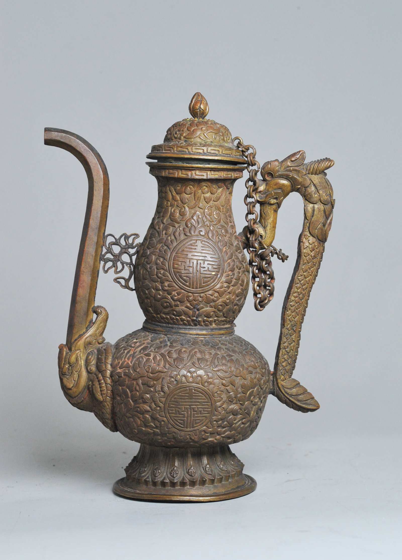 Tibetan Bronze Double Gourd Ceremonial Pitcher (1 of 5)