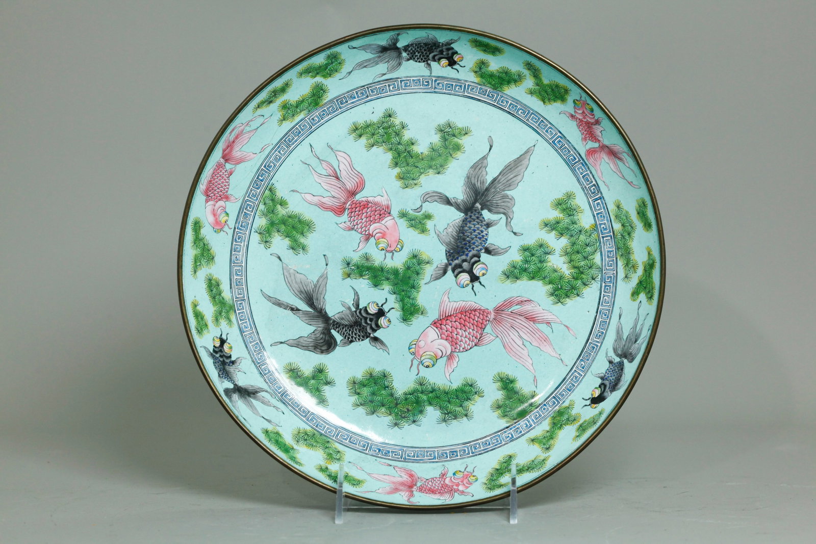 Lg Chinese Qing Canton Enamel Goldfish/Koi Plate (1 of 4)