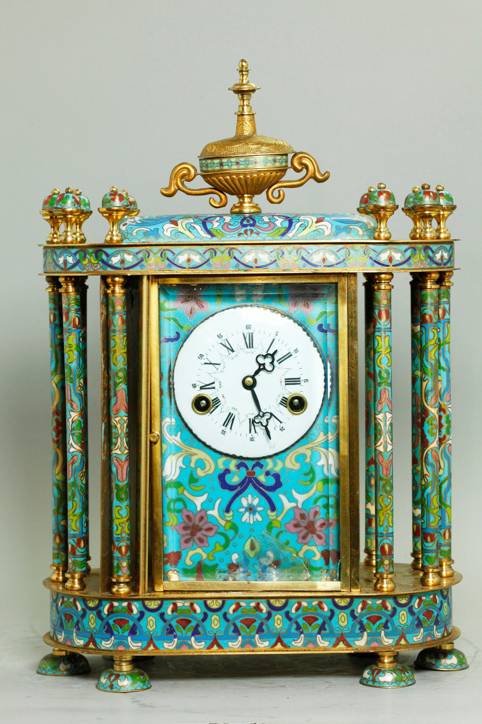 Chinese Bronze & Champleve Enamel Mantel Clock (1 of 7)
