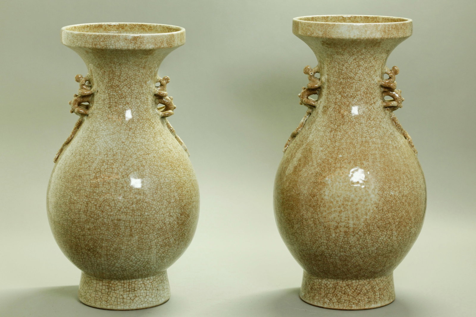 Near-Pair Chinese Crackle Porcelain Vases (1 of 7)