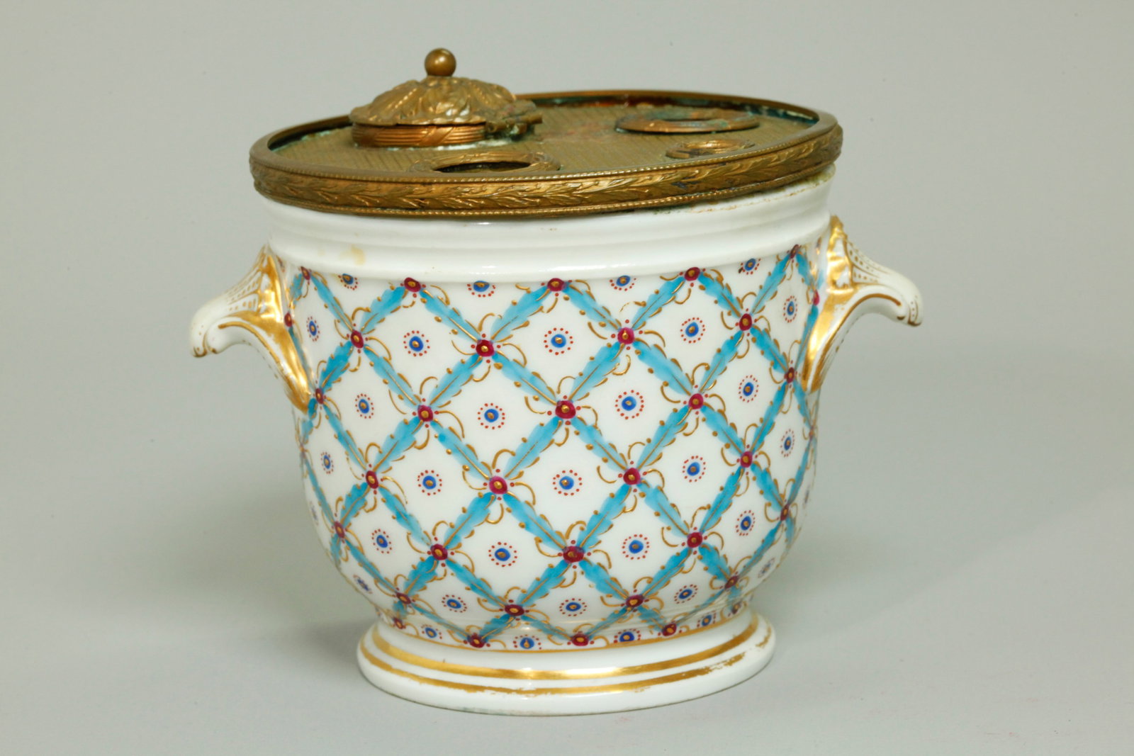 French Sevres-Type Porcelain Cache Pot / Ink Well (1 of 5)