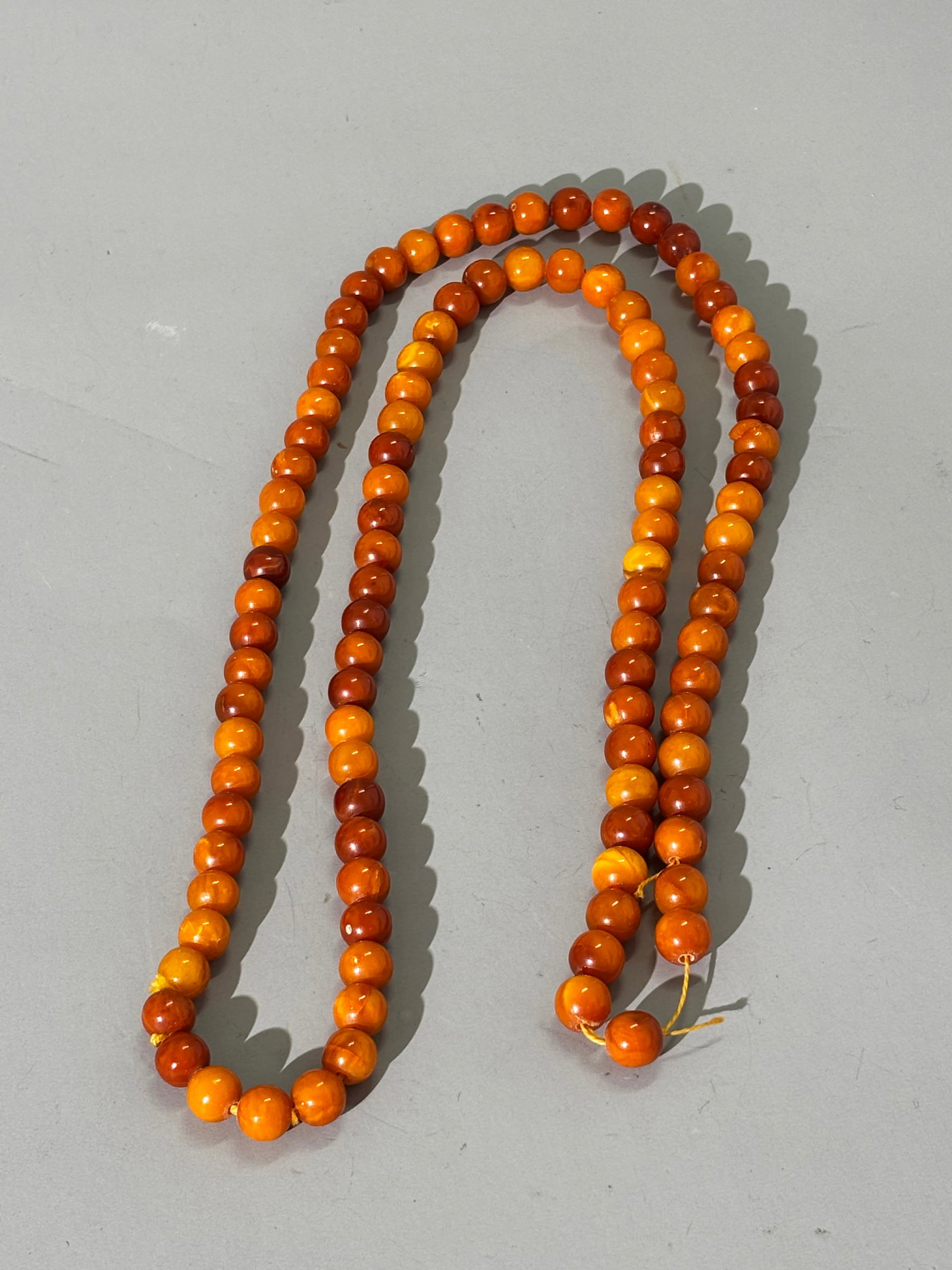 Chinese 102 Butterscotch Amber Bead Necklace; 56G (1 of 7)