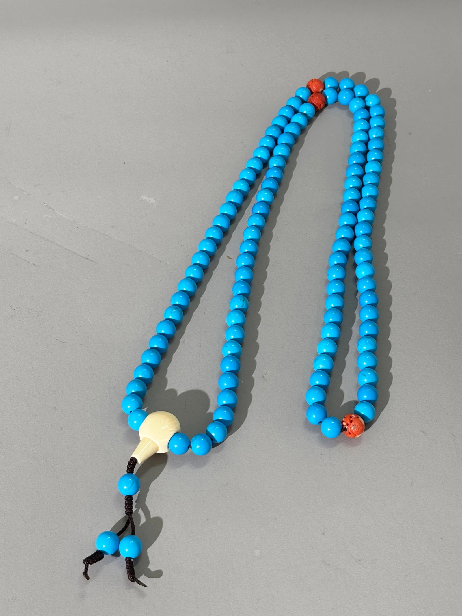 Chinese Turquoise 108 Bead Rosary 3 Corals 99.5G (1 of 7)