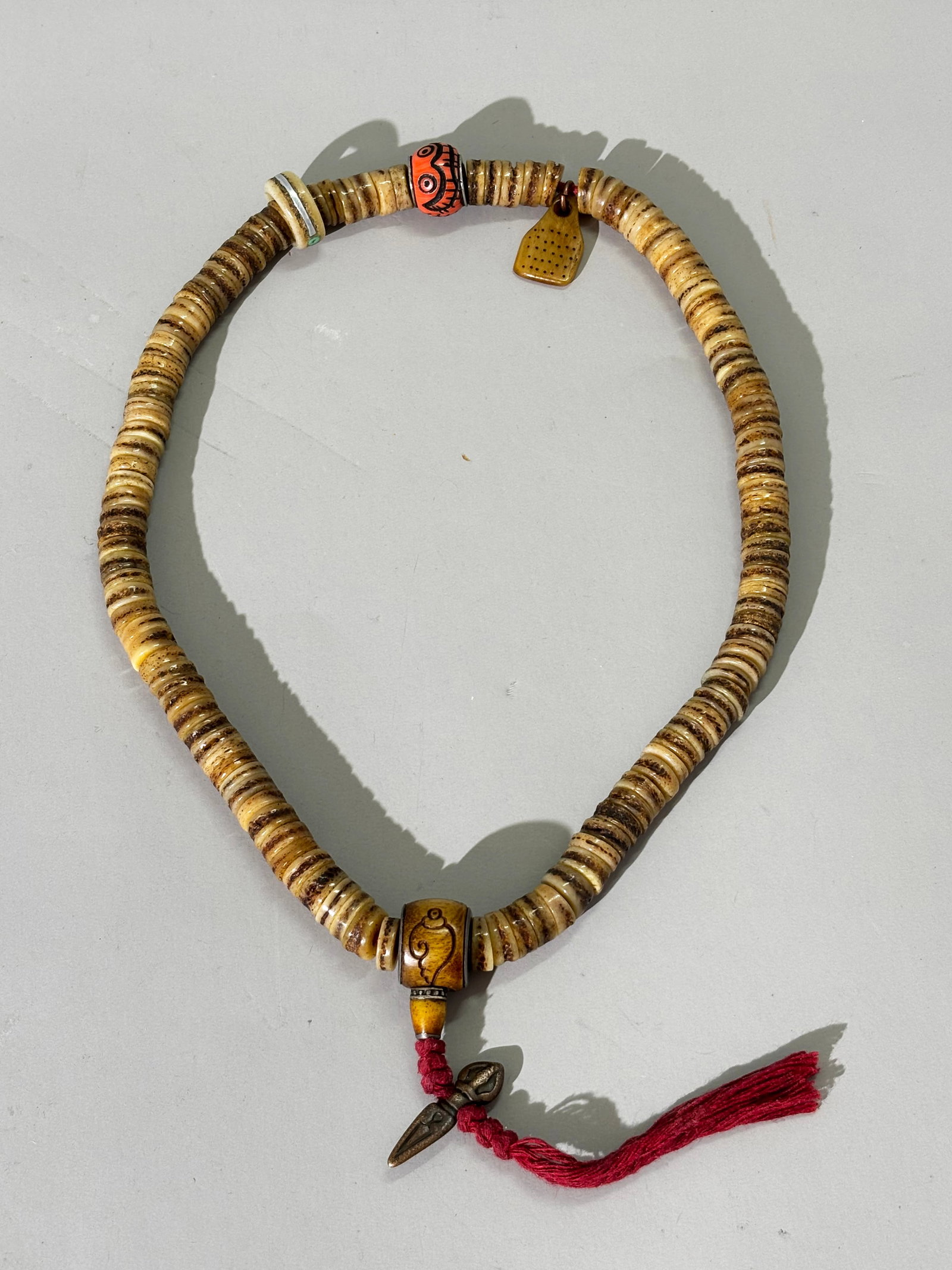 Tibetan 108+ Old Bone Kapala Buddhist Rosary; 124G (1 of 7)