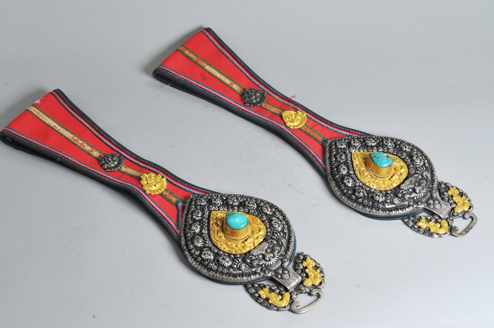 Pr Tibetan Gilt & Silvered Chupa Belt Ornament (1 of 6)