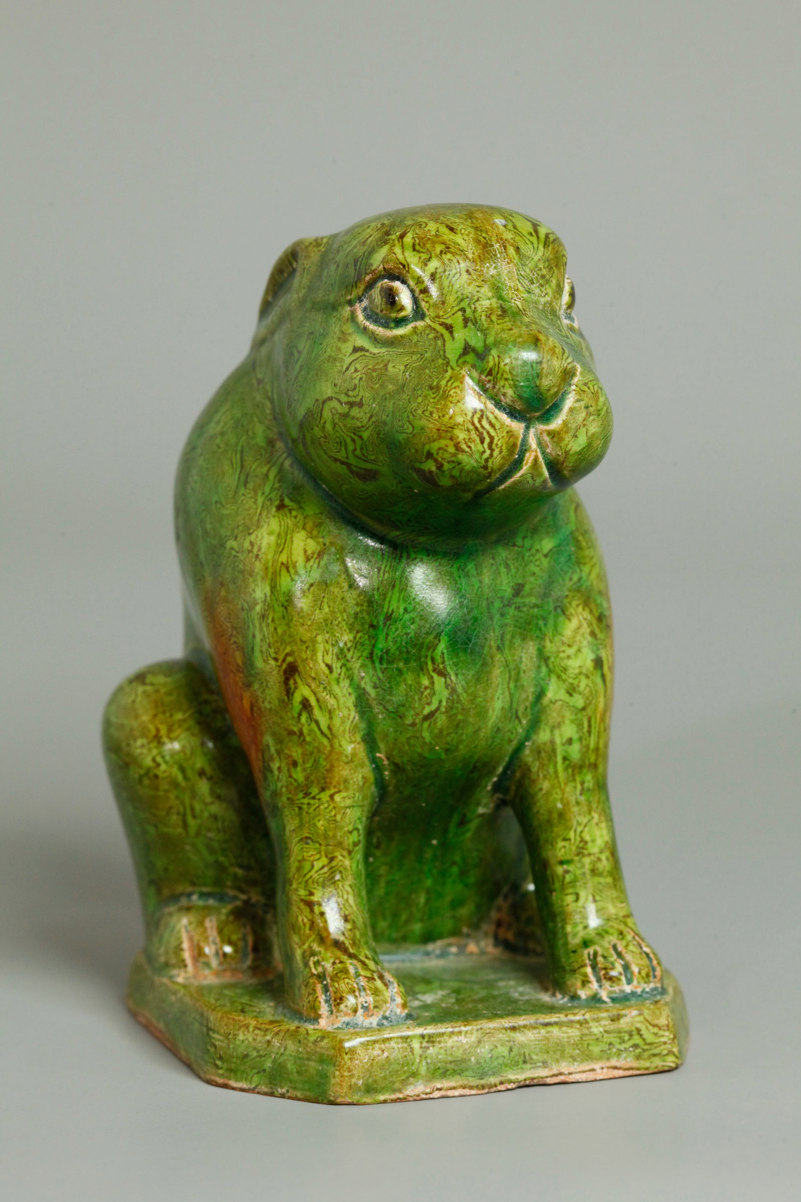 Chinese Marbleized Pottery Rabbit Green Glaze (1 of 6)