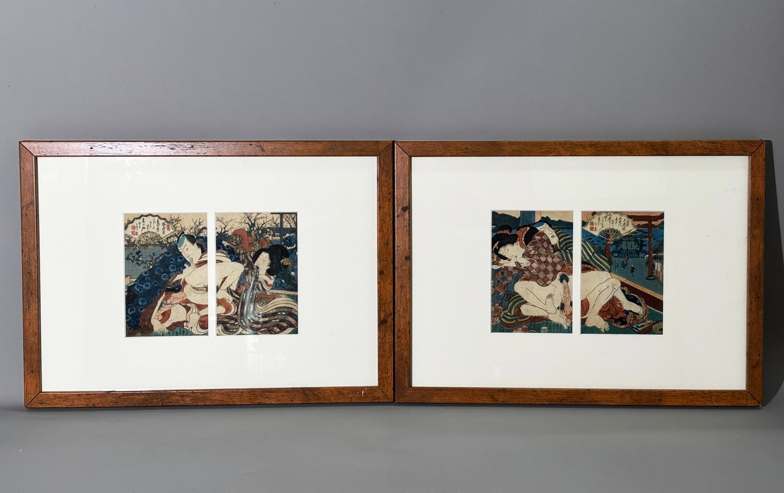 2 Japanese 19th C Erotic Shunga Woodblocks (1 of 6)