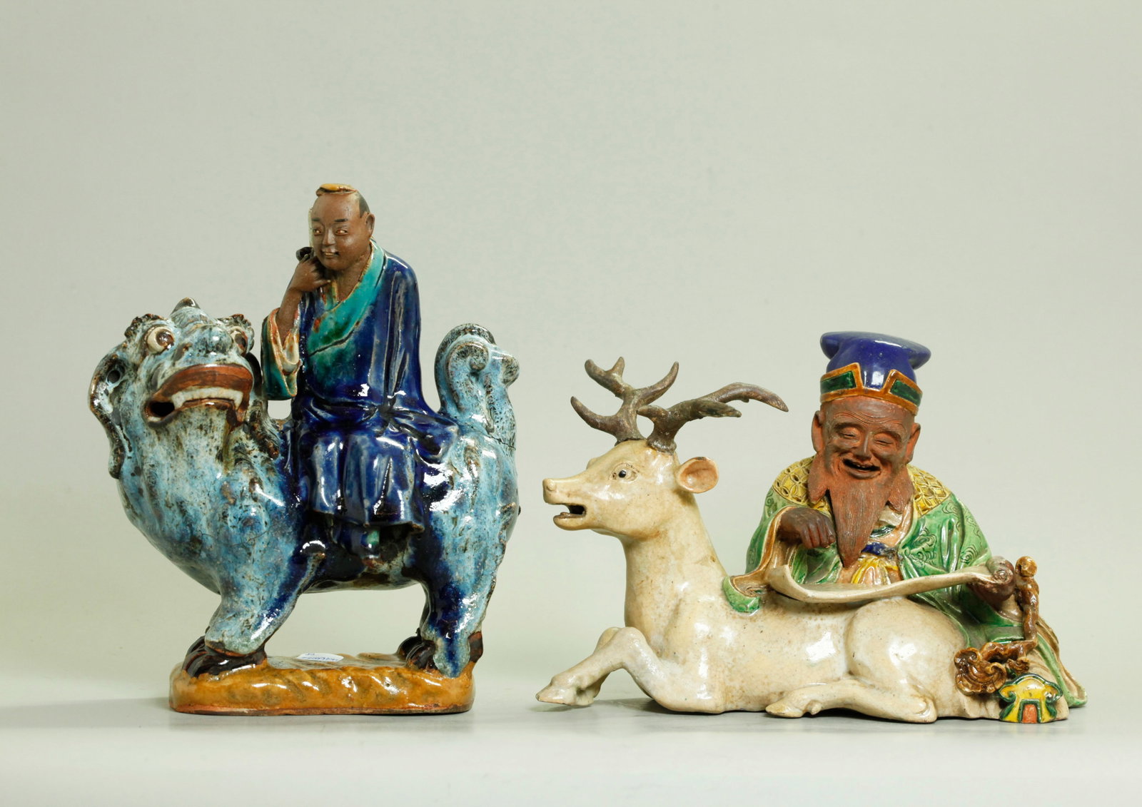 Chinese Shiwan Jun Glazed Fu Dog; Ceramic Deer (1 of 7)