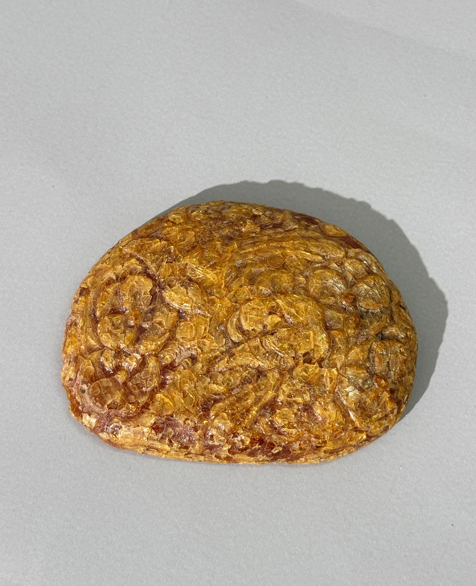 Chinese Carved Amber Floral Plaque (1 of 5)