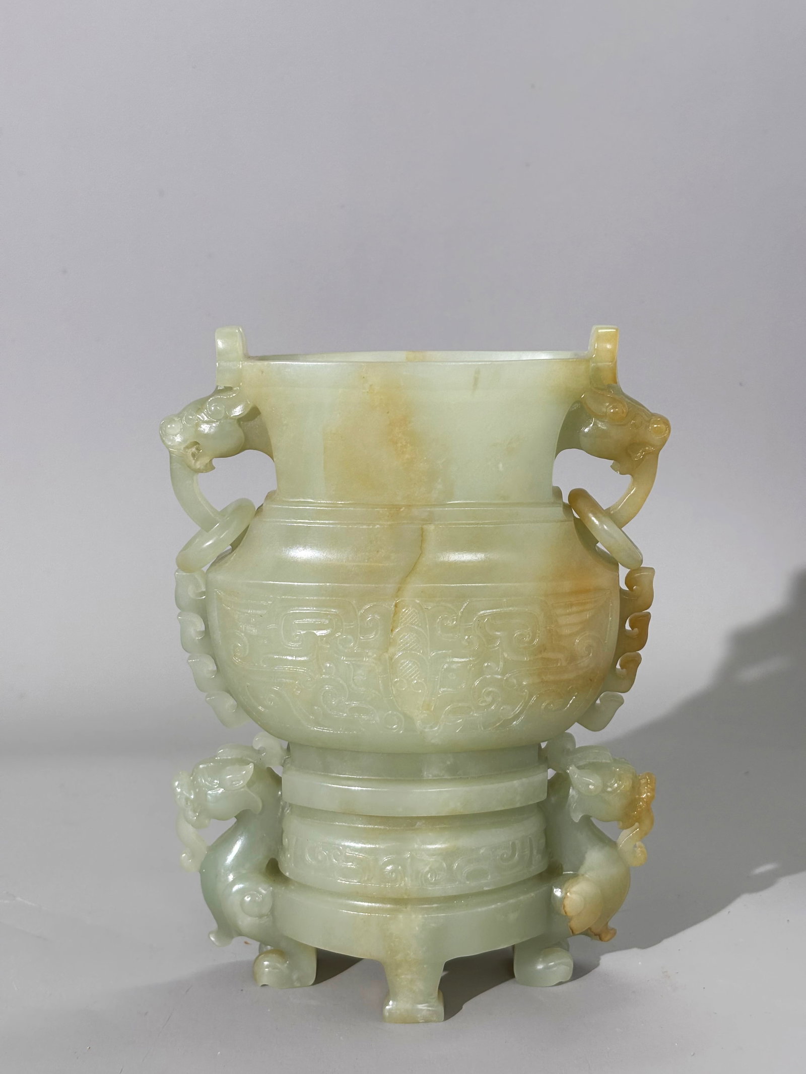 Fine Chinese Translucent Pale Celadon Jade Vase (1 of 6)
