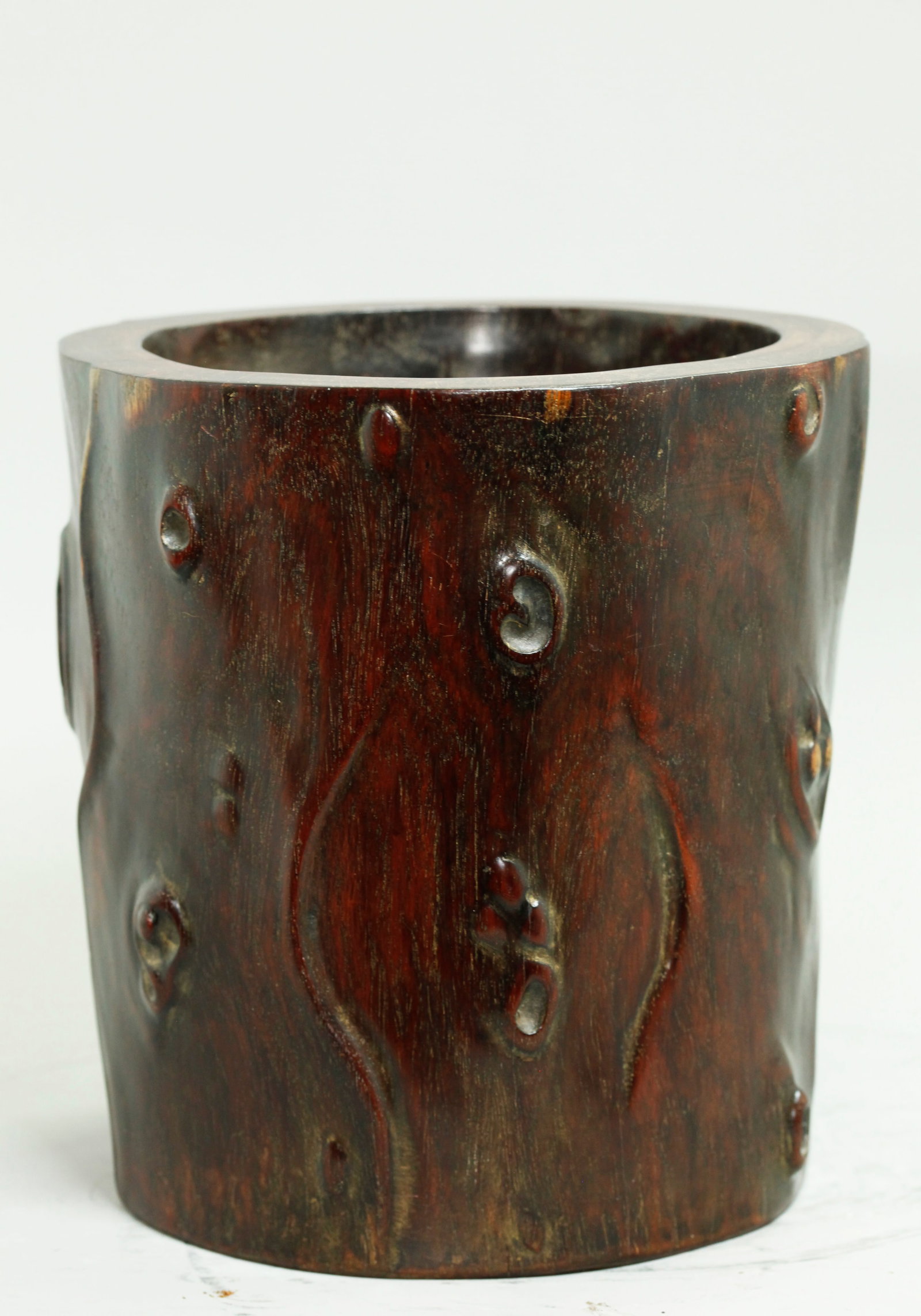 Lg Chinese Heavy Carved Zitan Bitong Brush Pot (1 of 5)