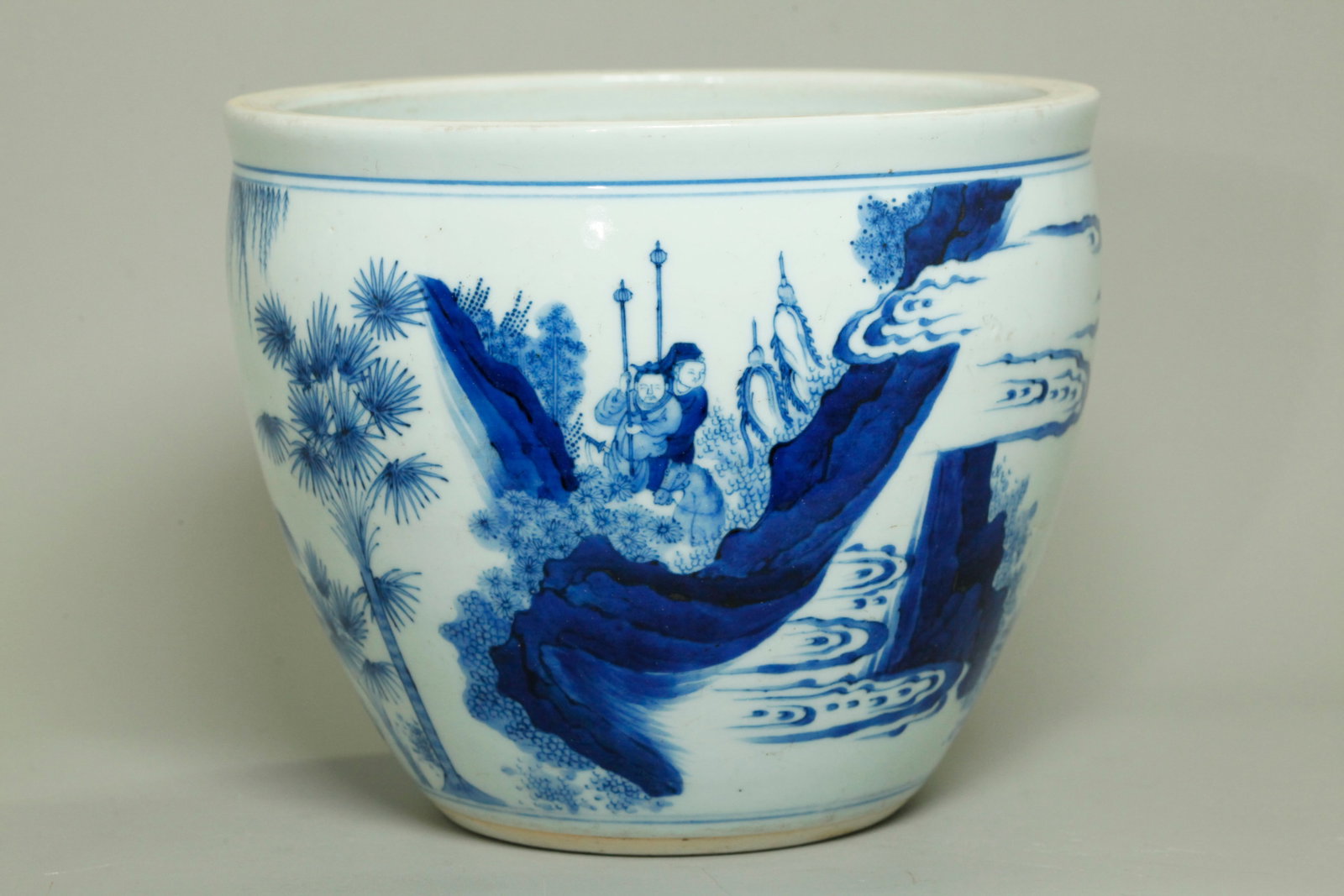Sm Chinese Blue White Porcelain Figural Fish Bowl (1 of 5)
