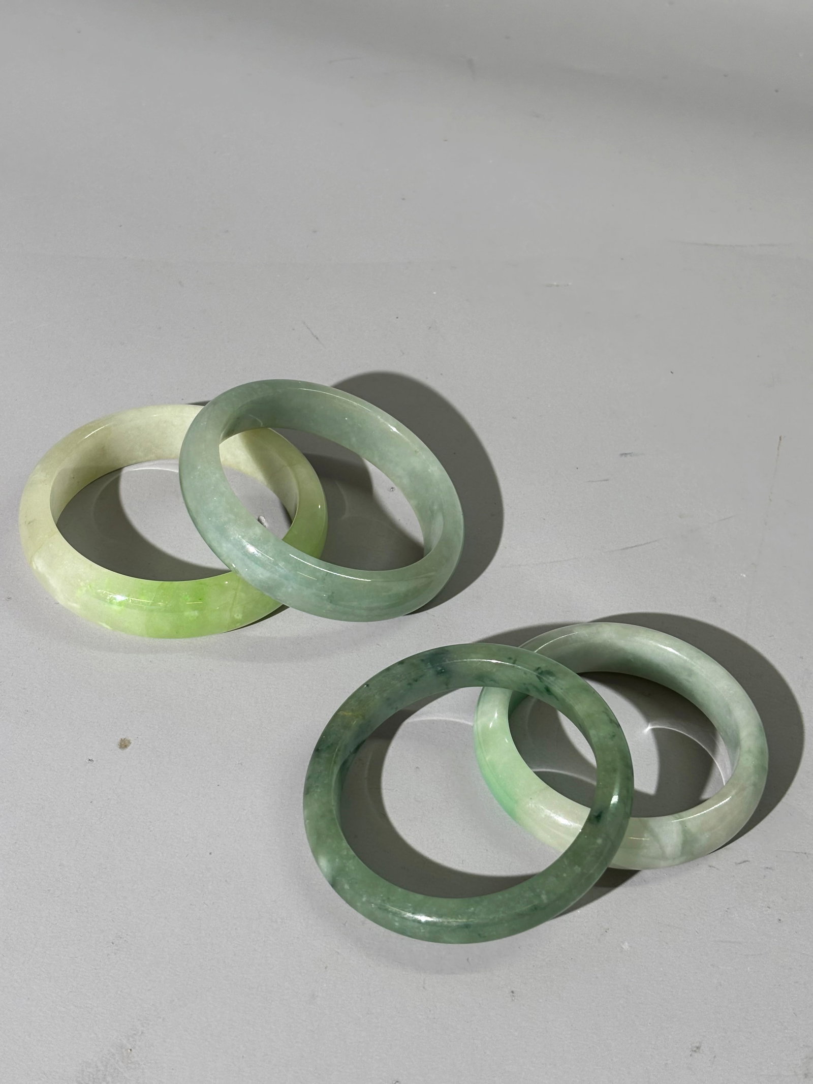 4 Chinese Translucent Jadeite Bangles - 6