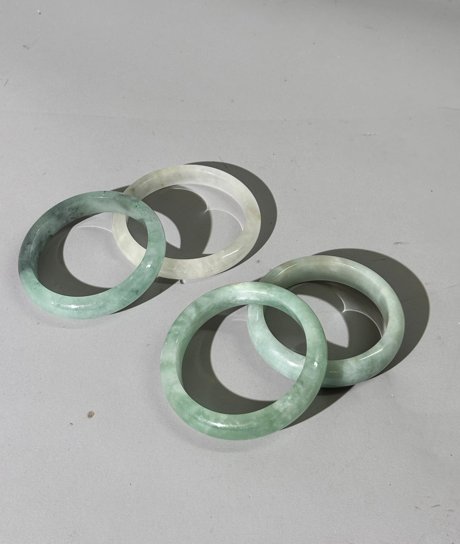 4 Chinese Translucent Jadeite Bangles - 7