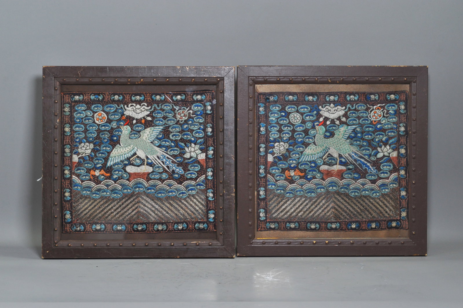 2 Chinese Late Qing Silk Civil Court Rank Badges (1 of 6)