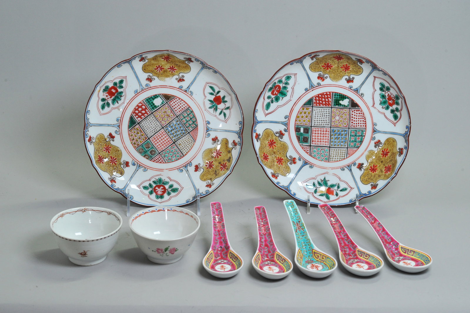 Fine Pr Japanese Ko-Kutani Porcelain Plates; +7 (1 of 8)