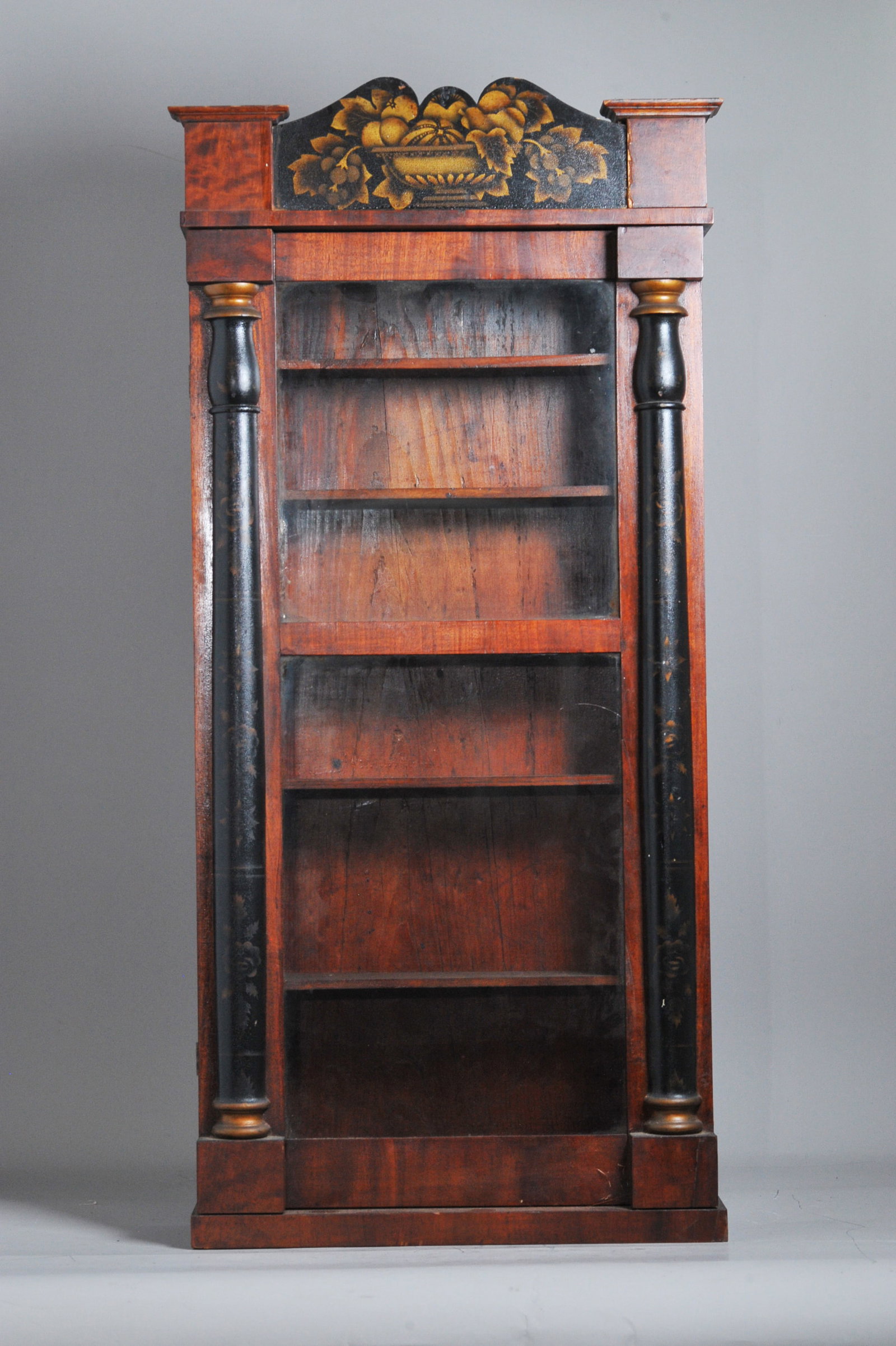 Antique Stencil-Decorated Wall Curio Cabinet (1 of 8)