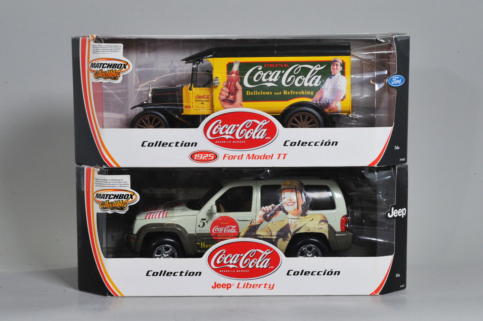 2 Matchbox COKE Trucks: 1925 Ford TT, Jeep Liberty (1 of 7)
