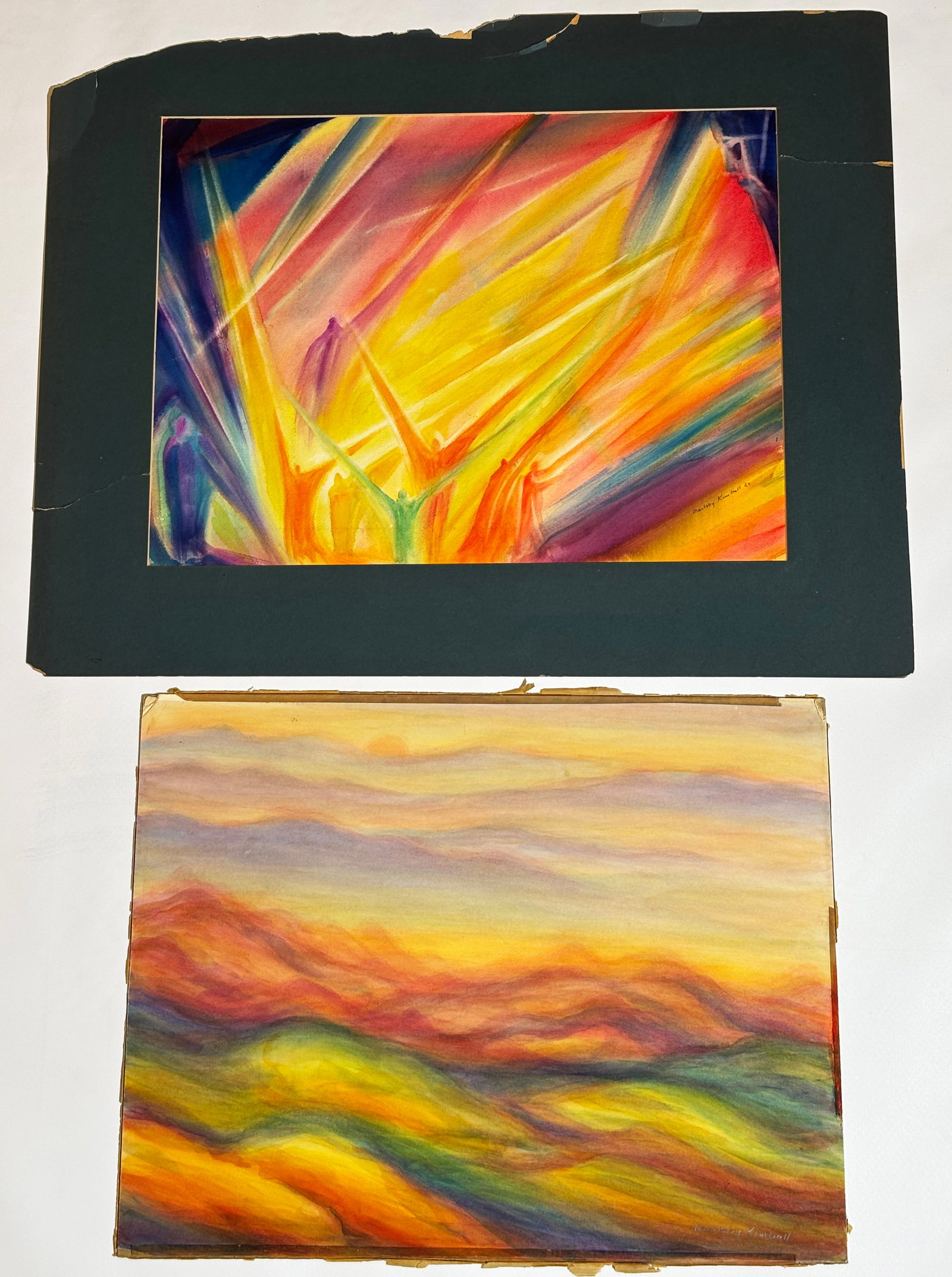 Maulsby Kimball; 2 Rudolf Steiner Type Watercolors: Maulsby "Kim" Kimball, Jr. (Buffalo 1904- California 1987); 2 Eurythmic Movement Watercolors after the teachings of Rudolf Steiner's Waldorf School and the Anthroposophical Society; each signed in the
