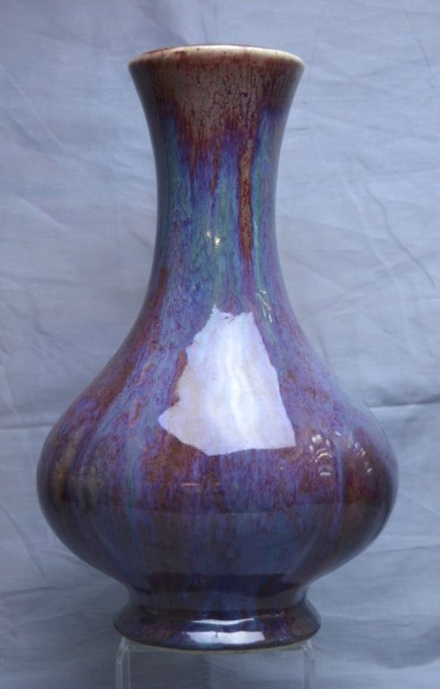 Chinese Porcelain Flambe Vase: Chinese Porcelain Flambe Vase; with good mixture of colored glazes.Height 11 inches (28 cm.).