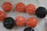 Large Chinese Carved Black Coral & Red Coral Beads - 10
