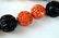 Large Chinese Carved Black Coral & Red Coral Beads - 2