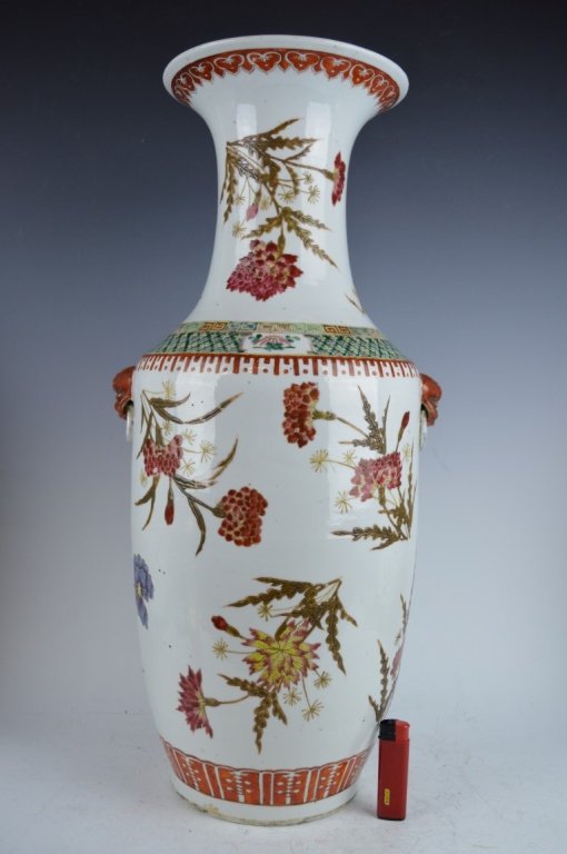 Late Qing Pink Orange Large Chinese Porcelain Vase (1 of 10)