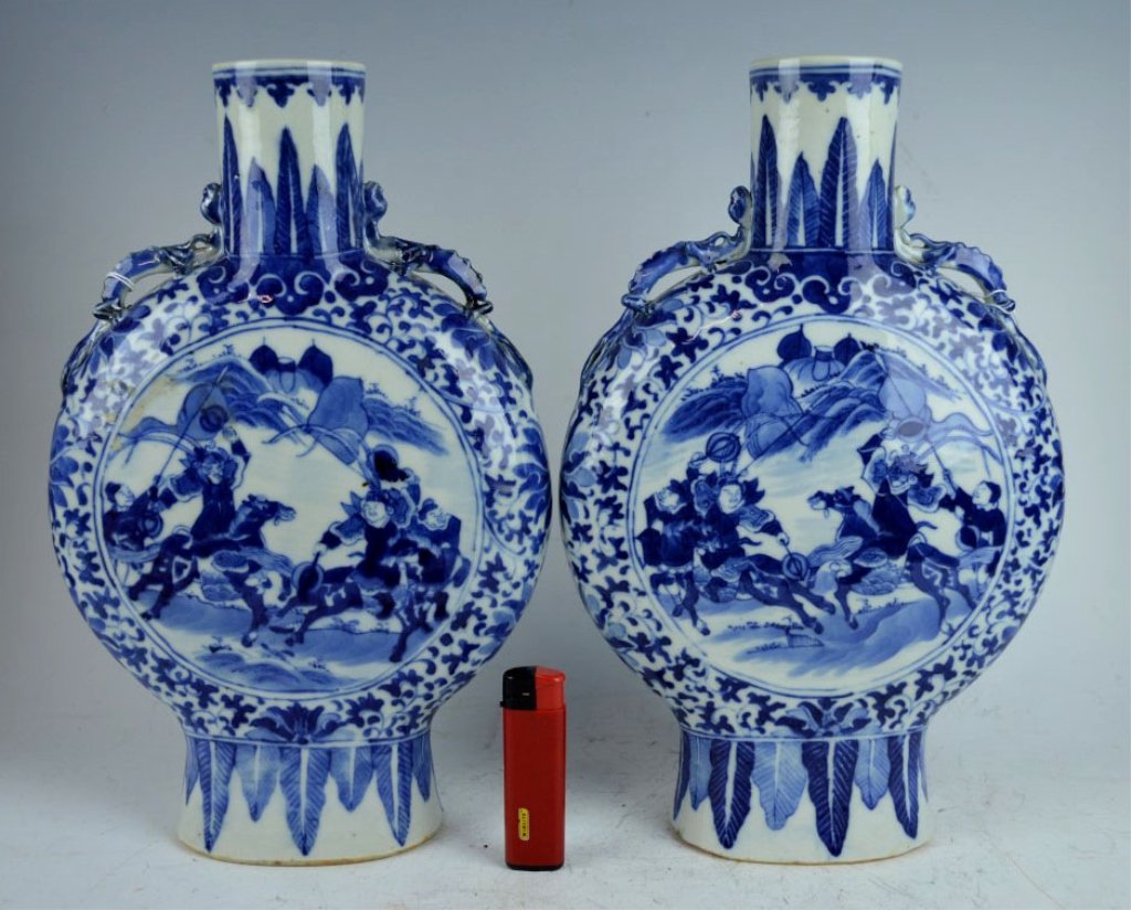 Pr Chinese B & W Porcelain Moon Vases (1 of 10)