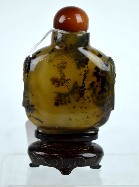 19th C Chinese Well-Figured Shadow Agate Snuff (1 of 7)