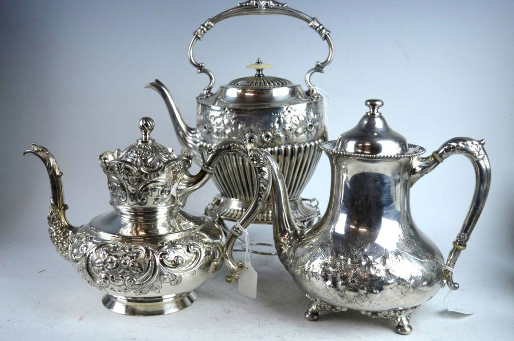 3 Antique Silver Plated Teapots (1 of 10)