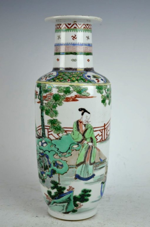 Late Qing Chinese Porcelain Famille Verte Vase (1 of 7)