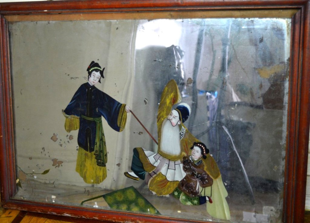 Chinese Mirror Reverse Painting of Peking Opera (1 of 4)