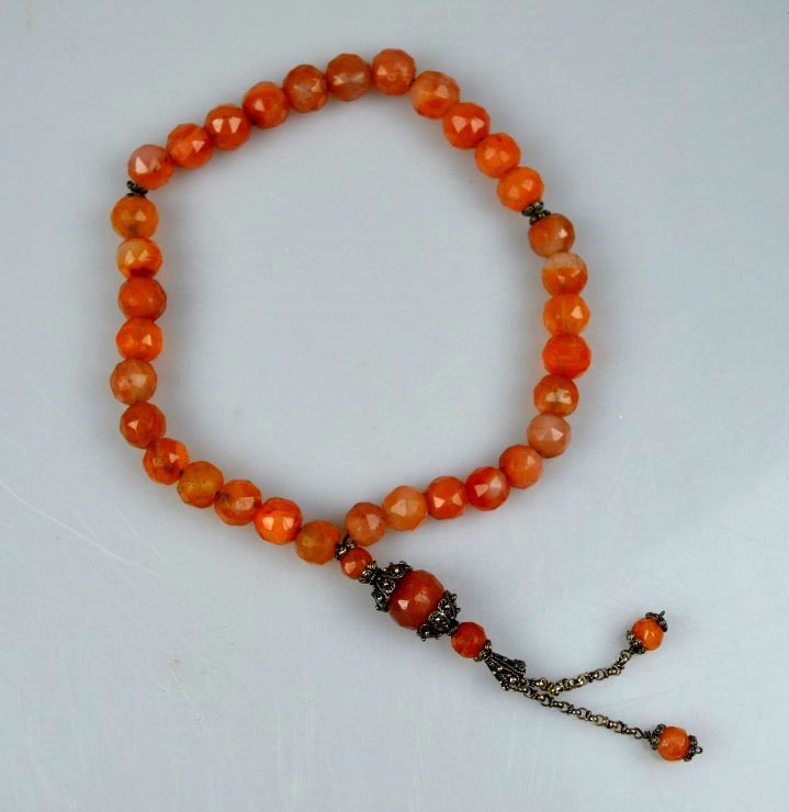 33 Ancient Chinese Carnelian Agate Bead Rosary (1 of 5)