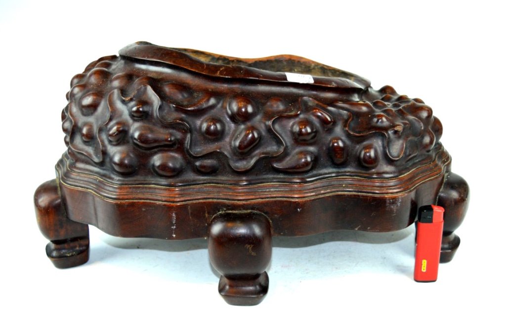 Large Carved Chinese Hardwood Stone Stand (1 of 6)