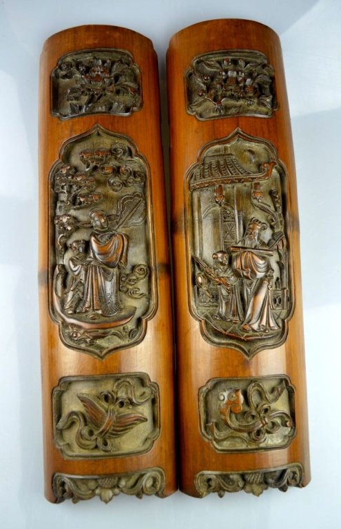 2 Late Qing Early 20th C Chinese Bamboo Panels (1 of 9)