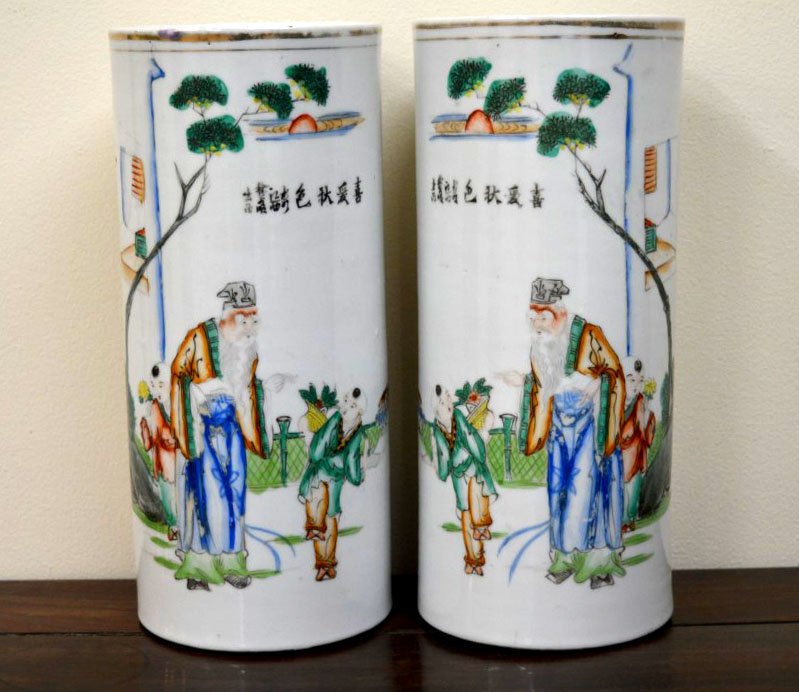 Pair Of  Chinese porcelain Hat Stands (1 of 10)