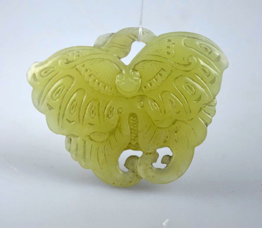 Old Chinese Yellow Hardstone Butterfly Pendant (1 of 6)