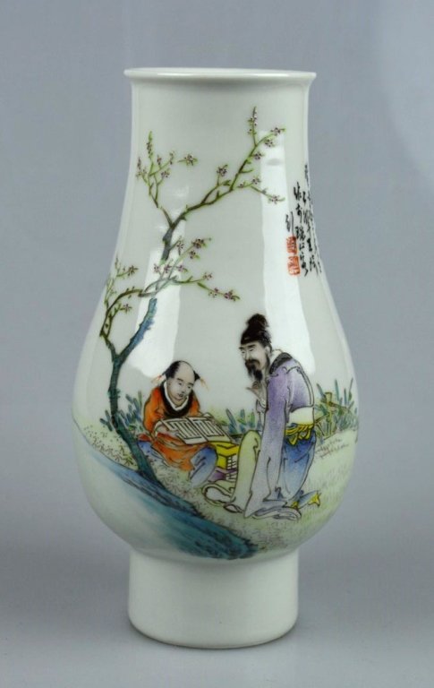 Chinese Enameled Eggshell Porcelain Artist Vase (1 of 8)