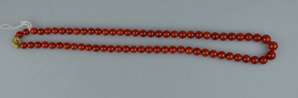 Chinese Dark Aka Coral Graduated Bead Necklace (1 of 7)