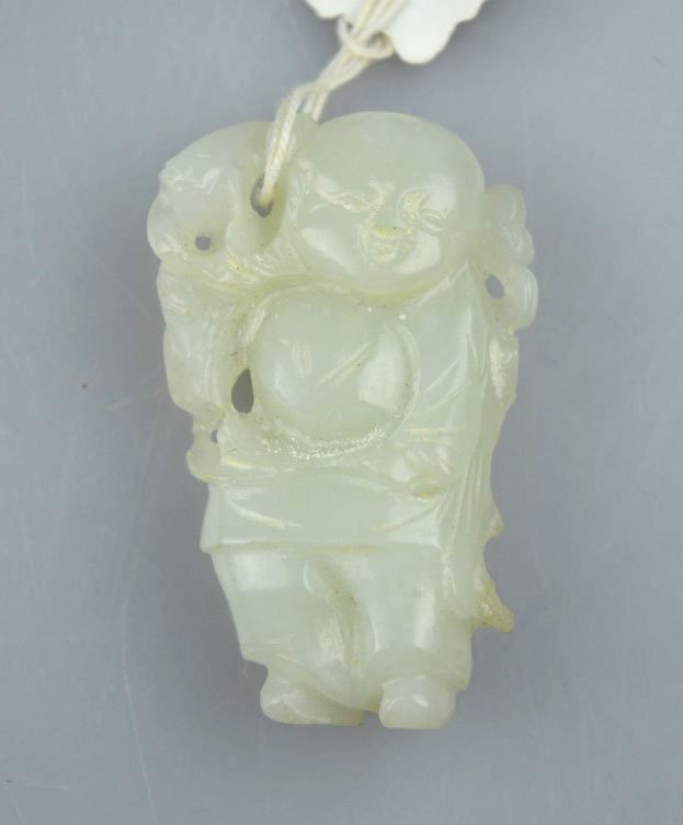 Antique Chinese Carved White Jade Boy Toggle (1 of 6)