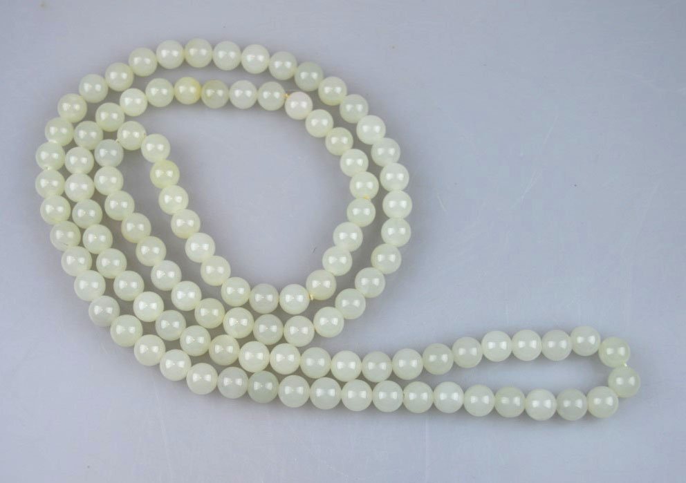108 White Jade Bead Chinese Necklace (1 of 6)
