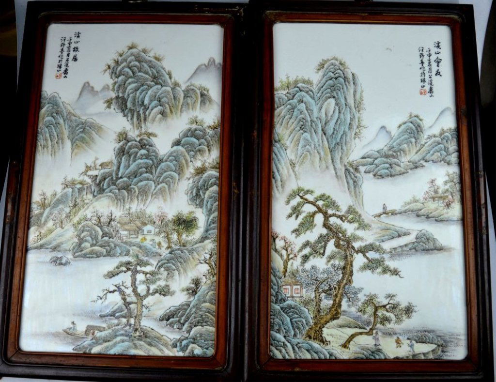 Pr Well Painted Chinese Enameled Porcelain Plaques (1 of 8)