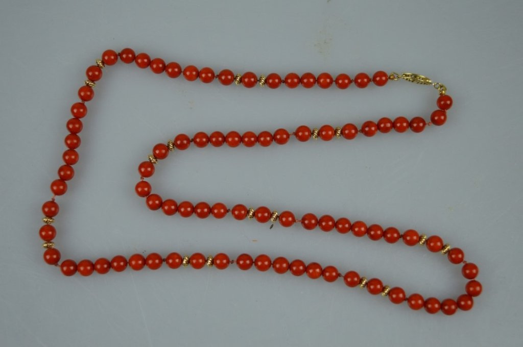 26.4 Grams Dark Coral & Gold Bead Necklace (1 of 5)