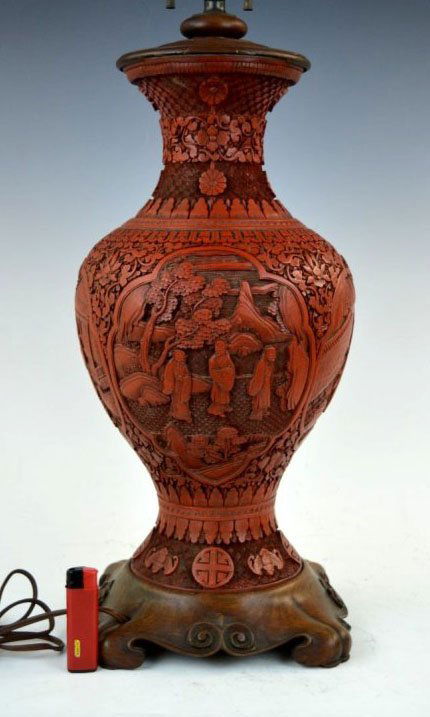 Qing Chinese Carved Cinnabar Lacquer Vase (1 of 10)