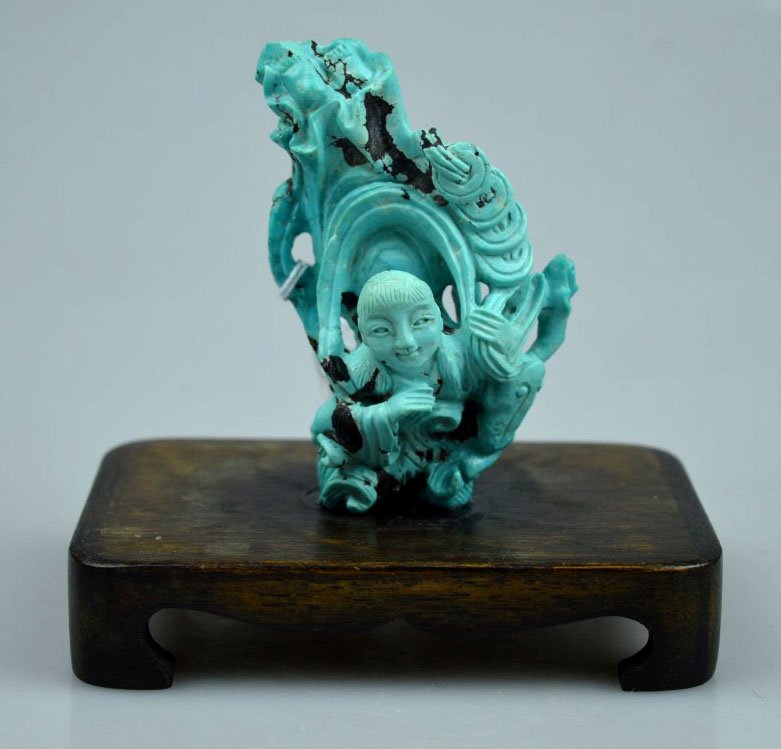 Chinese Carved Turquoise Liuhai & 3-Leg Frog (1 of 5)