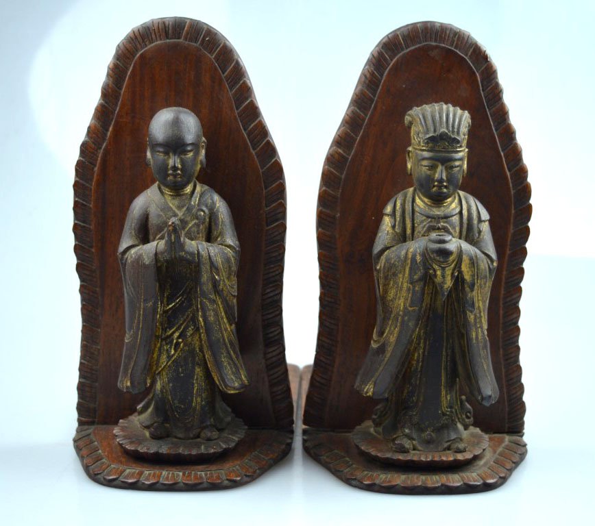 2 Antique Gold Lacquer over Wood Figures (1 of 10)