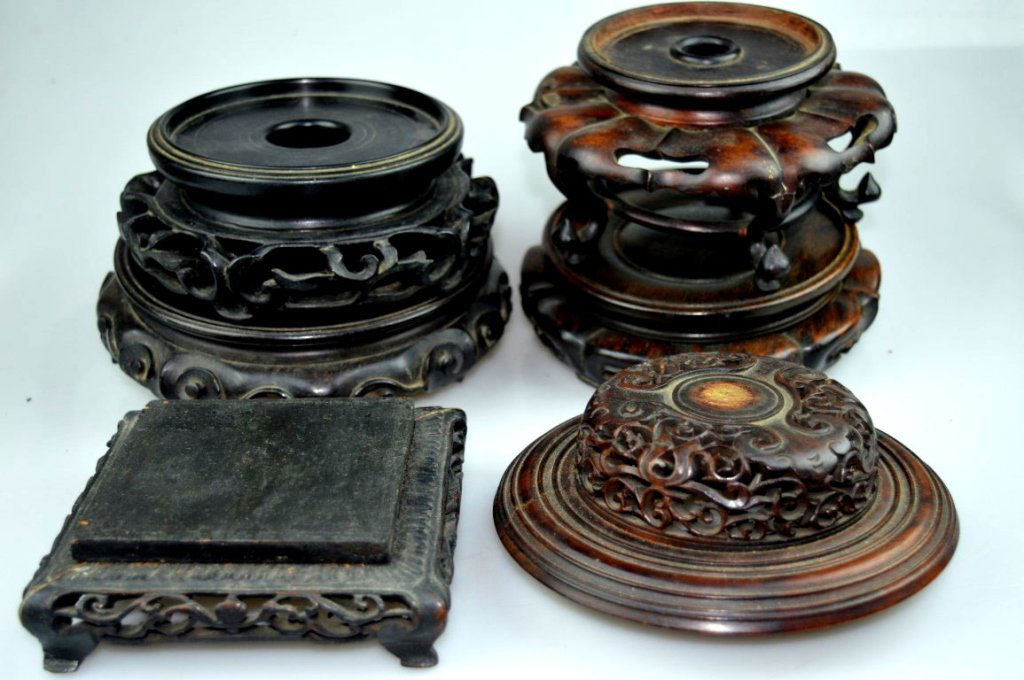 5 Various Chinese Carved Hardwood Stands, 1 Top (1 of 9)