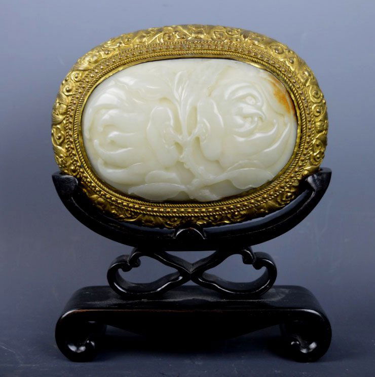 18th C Chinese Carved White Jade Ruyi Head Plaque (1 of 6)