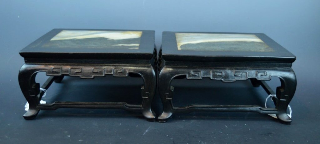 Pr. Antique Chinese Dali Stone & Blackwood Stands (1 of 8)